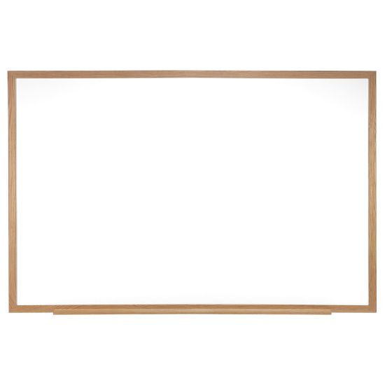 Picture of Ghent M2W Non-Magnetic Dry-Erase Whiteboard, Porcelain, 36 1/2in x 60 1/2in, Oak Wood Frame, Natural Finish