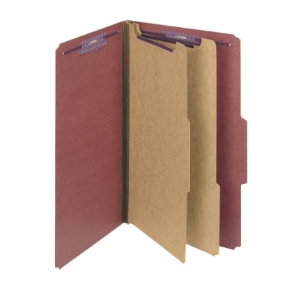 Picture of Smead Pressboard Classification Folder, 2 Dividers, Legal Size, 100% Recycled, Red/Brown