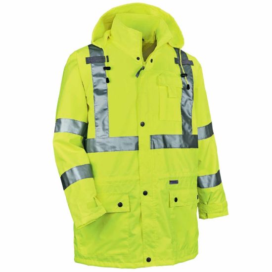 Picture of Ergodyne GloWear 8365 Type R Class 3 High-Visibility Rain Jacket, Small, Lime