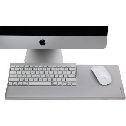 Picture of Rain Design mRest Wrist Rest & Mouse Pad - Silver - Gel-filled wrist rest with lycra material offers superior comfort