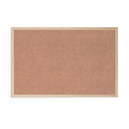 Picture of U Brands Cork Bulletin Board, 36in X 24in, Birch Wood Frame, Actual Size 35in X 23in (266U00-01)