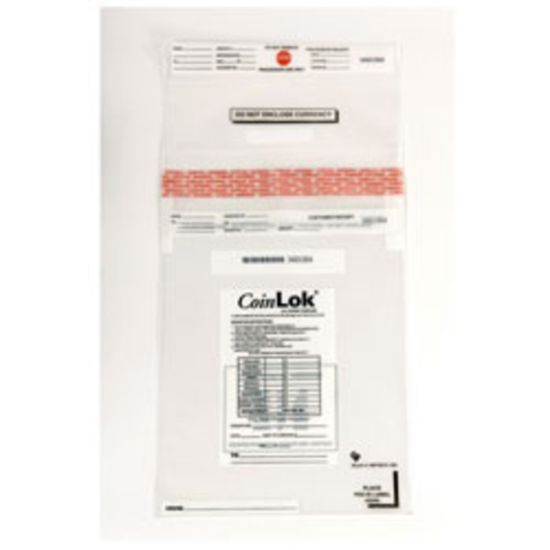 Picture of CoinLOK Tamper Evident Coin Bags, 12in x 25in, Clear, 50 lb Capacity, Box Of 250