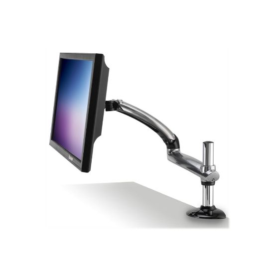 Picture of Ergotech Freedom Arm FDM-PC-S01 - Mounting kit (articulating arm, pole, VESA adapter, desk clamp base) - for LCD display - aluminum - silver - screen size: up to 27in - desktop