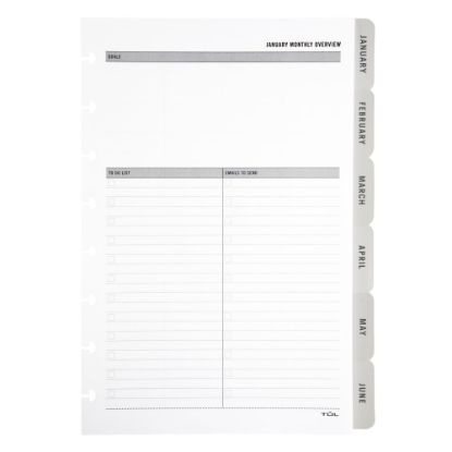 Picture of 2024 TUL Discbound Monthly Planner Refill Pages With 12 Tab Dividers, Junior Size, Gray, January To December