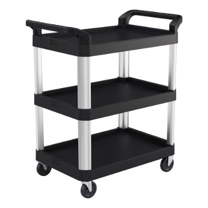 Picture of Suncast Commercial 3-Shelf Service Cart, Black/Silver