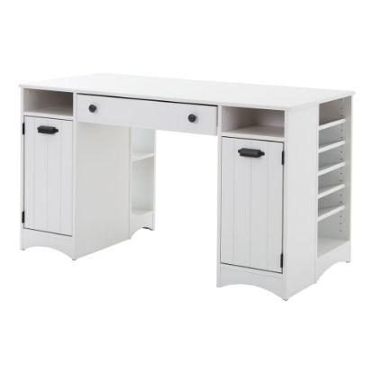 Picture of South Shore Artwork Rectangle Craft Table With Storage, Pure White