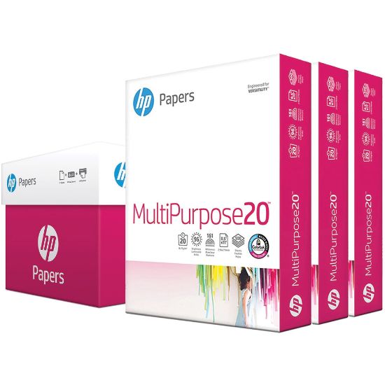 Picture of HP Papers Inkjet Paper, White, Letter Size (8 1/2in x 11in), 1500 Sheets Total, 500 Sheets Per Ream, Case Of 3 Reams, 20 lb, 96  Brightness