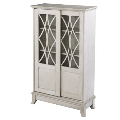 Picture of SEI Furniture Brindleford 28inW Sliding-Door Cabinet, Distressed White