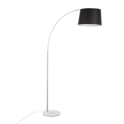 Picture of Lumisource March Floor Lamp, 74inH, Black Shade/White Marble/Nickel Base