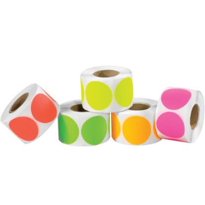 Picture of Tape Logic Inventory Fluorescent Circles Labels, DL1236, 2in, Assorted Fluorescent Colors, Case Of 5,000