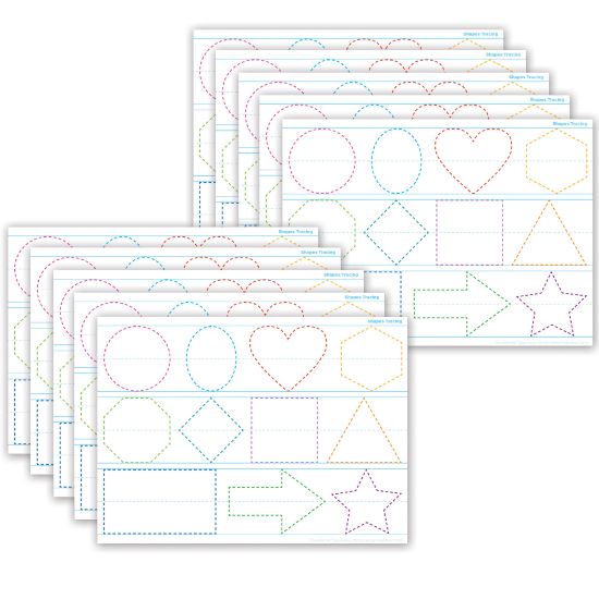 Picture of Ashley Productions Smart Poly PosterMat Pals Space Savers, 13in x 9-1/2in, Shapes Tracing, Pack Of 10 Pieces