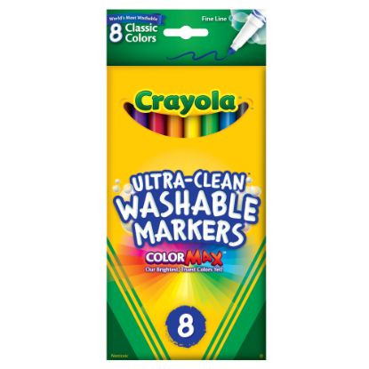 Picture of Crayola Ultra-Clean Washable Color Markers, Thin Line, Assorted Classic Colors, Box Of 8