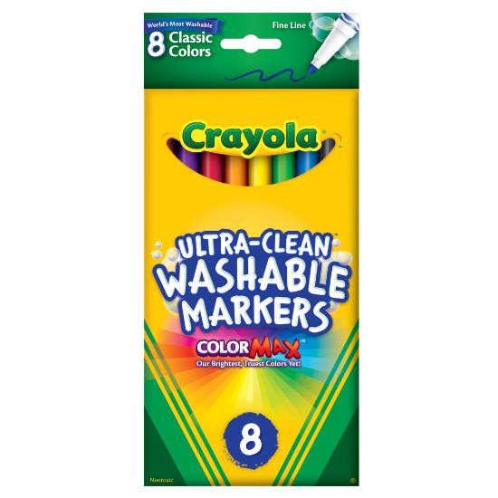 Picture of Crayola Ultra-Clean Washable Color Markers, Thin Line, Assorted Classic Colors, Box Of 8