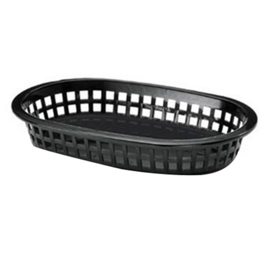 Picture of Tablecraft Oval Plastic Baskets, Black, Pack Of 12 Baskets