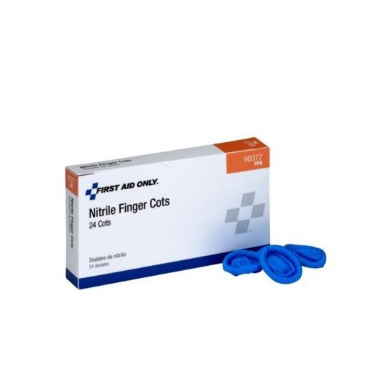 Picture of First Aid Only Large Nitrile Finger Cots, 1in x 3in, Blue, Box Of 24 Cots