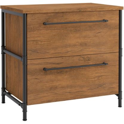 Picture of Sauder Iron City 31inW x 20inD Lateral 2-Drawer File Cabinet, Checked Oak