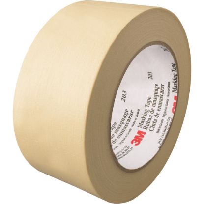 Picture of 3M 203 Masking Tape, 3in Core, 2in x 180ft, Natural, Pack Of 12