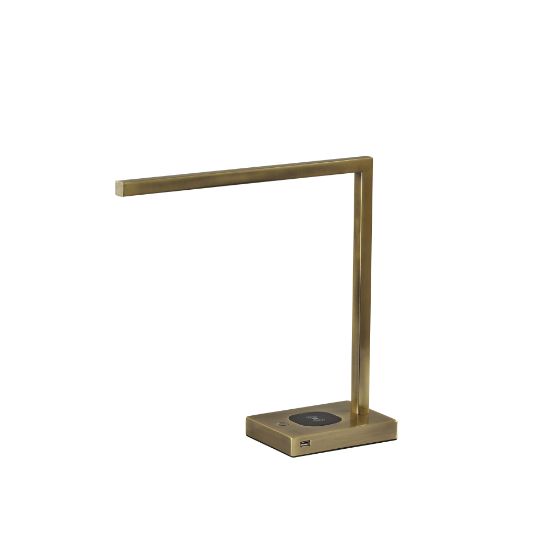 Picture of Adesso Aidan AdessoCharge LED Desk Lamp, 16inH, Antique Brass