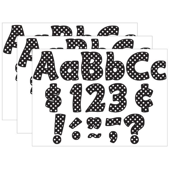 Picture of Teacher Created Resources Funtastic Font Letters Combo Packs, 4in, Black Polka Dots, 208 Pieces Per Pack, Set Of 3 Packs