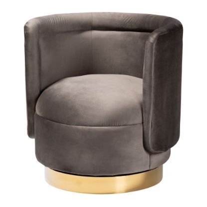 Picture of Baxton Studio Saffi Swivel Accent Chair, Gray