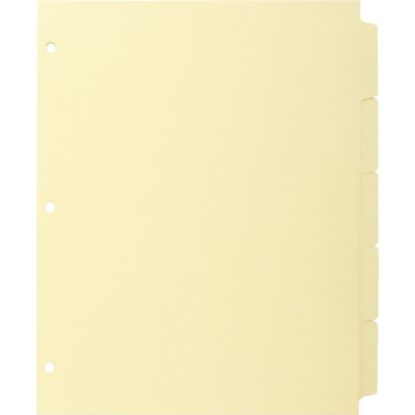 Picture of Business Source Mylar-reinforced Plain Tab Indexes - 5 Write-on Tab(s) - 8.5in Divider Width x 11in Divider Length - Letter - 3 Hole Punched - Canary Tab(s) - 36 / Box