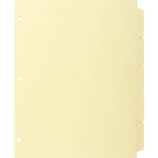 Picture of Business Source Mylar-reinforced Plain Tab Indexes - 5 Write-on Tab(s) - 8.5in Divider Width x 11in Divider Length - Letter - 3 Hole Punched - Canary Tab(s) - 36 / Box