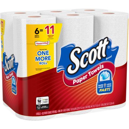 Picture of Scott Choose-A-Sheet 1-Ply Mega Paper Towels, 102 Sheets Per Roll, Pack Of 24 Rolls