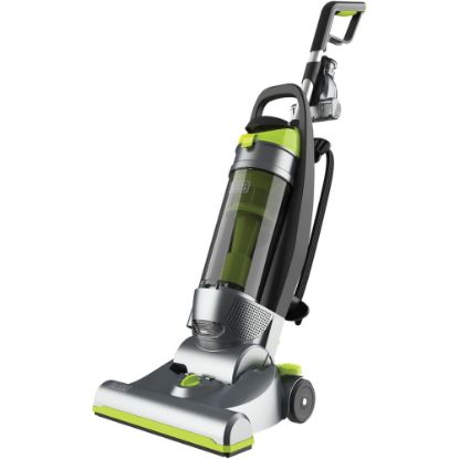 Picture of Black+Decker Corded Upright Vacuum with Cyclonic Action - 1200 W Motor - 2.11 quart - Bagless - 23 ft Cable Length - 48in Hose Length - HEPA - Pet Hair Cleaning - AC Supply - 120 V AC - 10 A - Titanium Gray, Lime Green