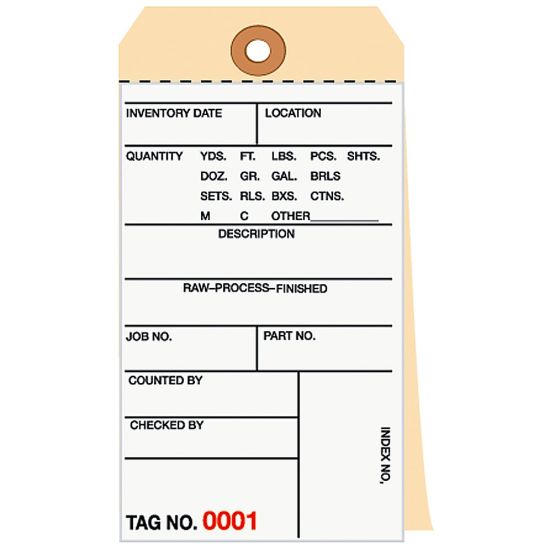 Picture of B O X Packaging Manila Inventory Tags, 2-Part Carbonless, 1000-1499, Box Of 500