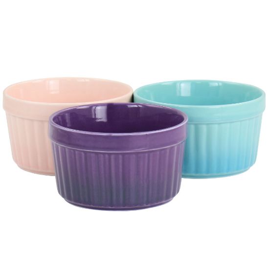 Picture of Crock-Pot Thornburg 3-Piece Stoneware Ramekin Set, 12 Oz, Assorted Colors