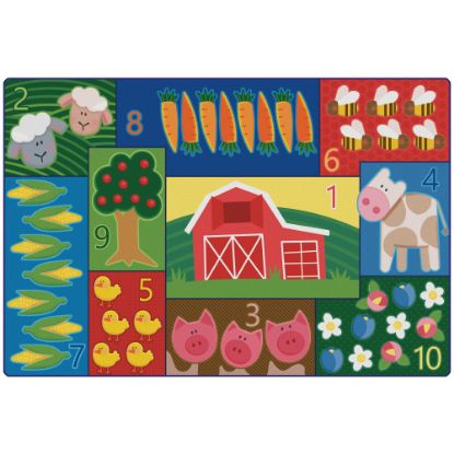 Picture of Carpets for Kids Pixel Perfect Collection Farm Counting and Seating Rug, 4ft x 6ft, Multicolor