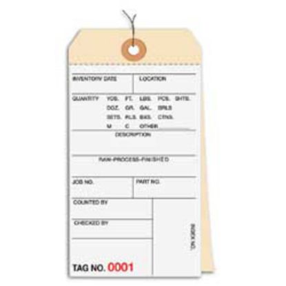 Picture of Prewired Manila Inventory Tags, 2-Part Carbonless, 0-499, Box Of 500