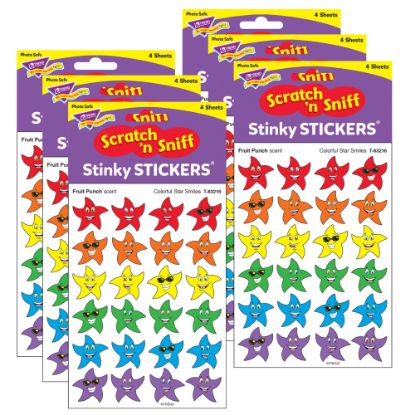 Picture of Trend Stinky Stickers, Colorful Star Smiles/Fruit Punch, 96 Stickers Per Pack, Set Of 6 Packs