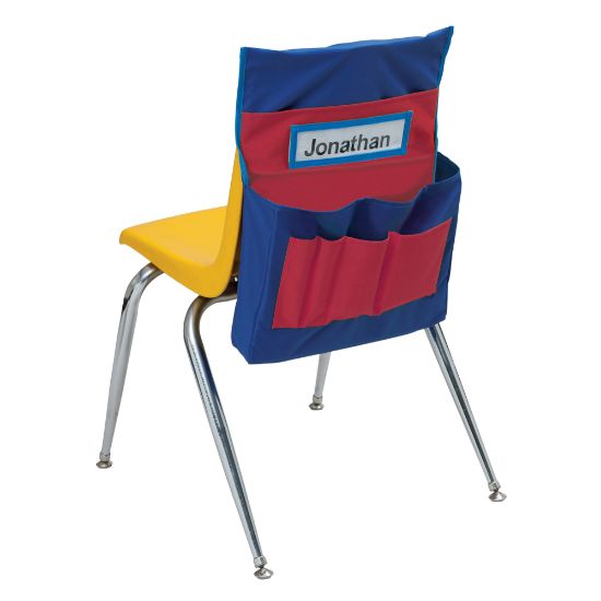 Picture of Pacon Chair Storage Pocket Chart, Blue/Red, 18-1/2inH x 14-1/2inW x 2-1/2inD, 1 Chair Cover