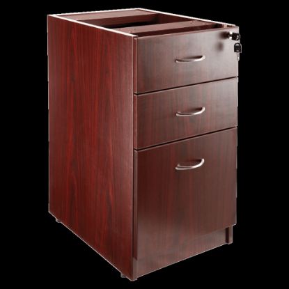 Picture of Lorell Essentials 16inW Vertical 3-Drawer Fixed Pedestal File Cabinet For Computer Desk, Mahogany