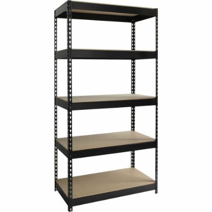 Picture of Lorell 5-Shelf Riveted Steel Shelving, 72inH x 36inW x 18inD, Black