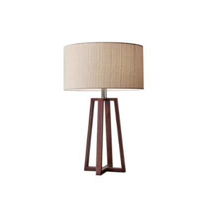 Picture of Adesso Quinn Table Lamp, 23-1/4inH, Light Brown Shade/Walnut Birch Base