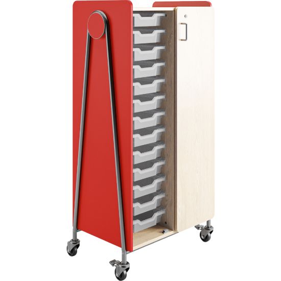 Picture of Safco Whiffle Double-Column Rolling Storage Cart With Wardrobe Bar, 60inH x 30inW x 19-3/4inD, Red