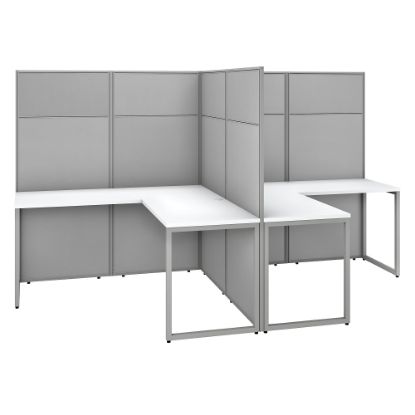 Picture of Bush Business Furniture Easy Office 60inW 2-Person L-Shaped Cubicle Desk With 66inH Panels, Pure White/Silver Gray, Standard Delivery