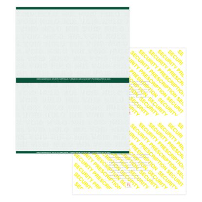 Picture of Medicaid-Compliant High-Security Perforated Laser Prescription Forms, 1/2-Sheet, 2-Up, 8-1/2in x 11in, Green, Pack Of 5,000 Sheets