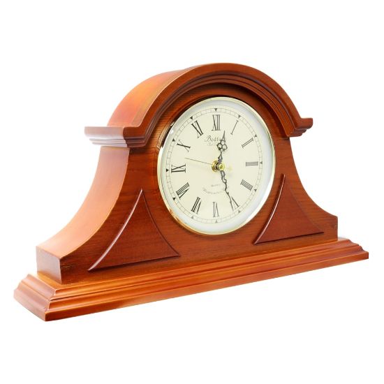 Picture of Bedford Clocks Mantel Clock, 10-1/2inH x 18inW x 4-1/4inD, Mahogany Cherry