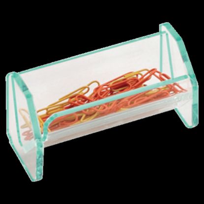 Picture of Lorell Acrylic Paper Clip Holder, 4inW x 2inD x 2 1/2inH, Clear/Green Edge