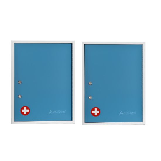 Picture of Alpine AdirMed Large Dual Lock Surface-Mount Medical Security Cabinets, 21inH x 16inW x 6inD, Blue, Pack Of 2 Cabinets