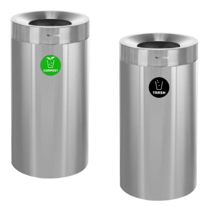 Picture of Alpine Industries Stainless Steel Compost Bin And Trash Can, 27 Gallons, Silver