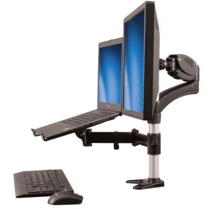 Picture of StarTech.com Laptop Monitor Stand - Computer Monitor Stand - Full Motion Articulating - VESA Mount Monitor Desk Mount - aluminum - black - screen size: 15in-27in - desk-mountable