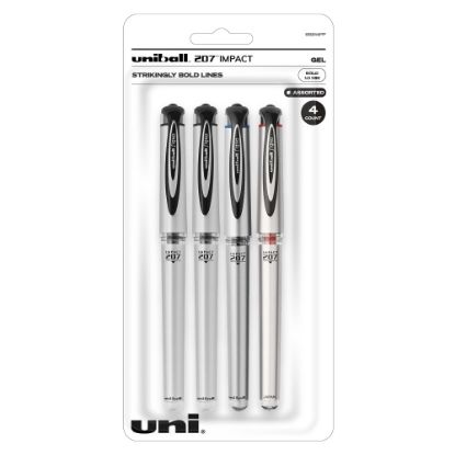 Picture of uni-ball 207 Impact Gel Pens, Bold Point, 1.0 mm, Assorted Barrels, Assorted Ink Colors, Pack Of 4