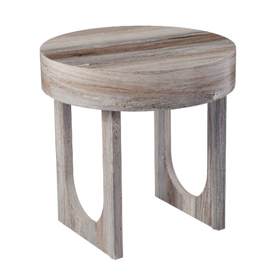 Picture of SEI Chadkirk Round Faux Marble End Table, 19-3/4inH x 19-3/4inW x 19-3/4inD, Brown