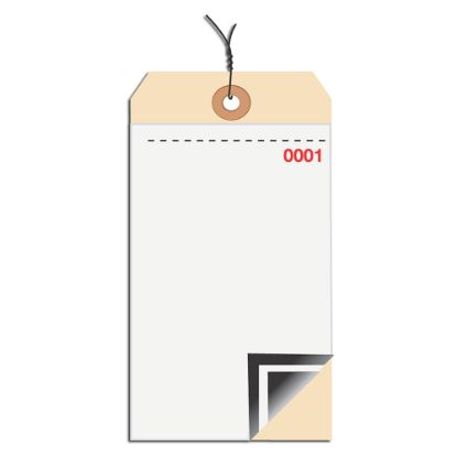 Picture of Prewired Manila Inventory Tags, Blank 3-Part With Carbon, 0-499, Box Of 500