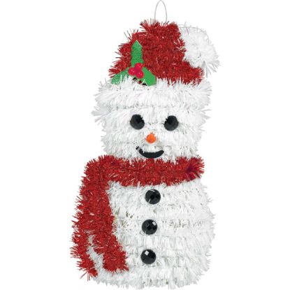 Picture of Amscan Christmas 3D Tinsel Snowmen, 6-1/2inH x 3-1/2inW x 3-1/2inD, Pack Of 8 Snowmen