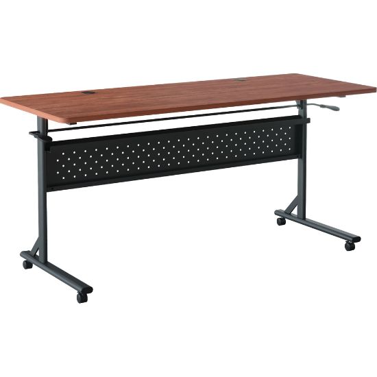 Picture of Lorell Shift 2.0 Flip & Nesting Mobile Table, 29-1/2inH x 60inW x 24inD, Cherry/Black